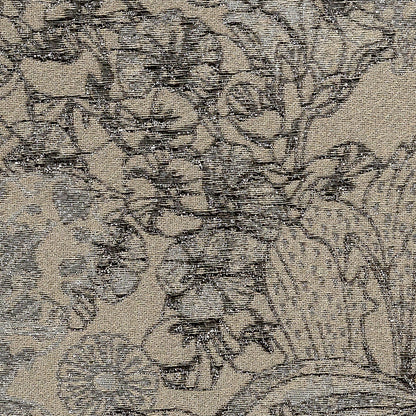 Metallic Gunmetal and Taupe Floral Luxury Brocade
