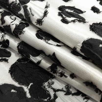 White and Black Floral Luxury Brocade