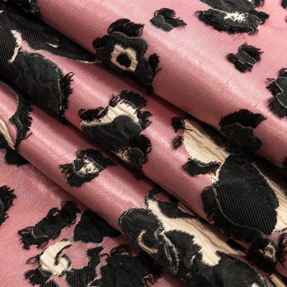 Pink and Beige Floral Luxury Brocade - Folded