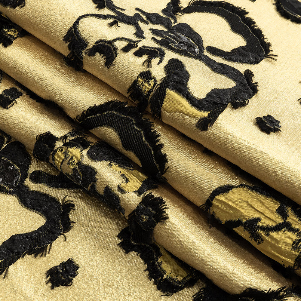 Gamboge and Black Floral Luxury Brocade - Folded