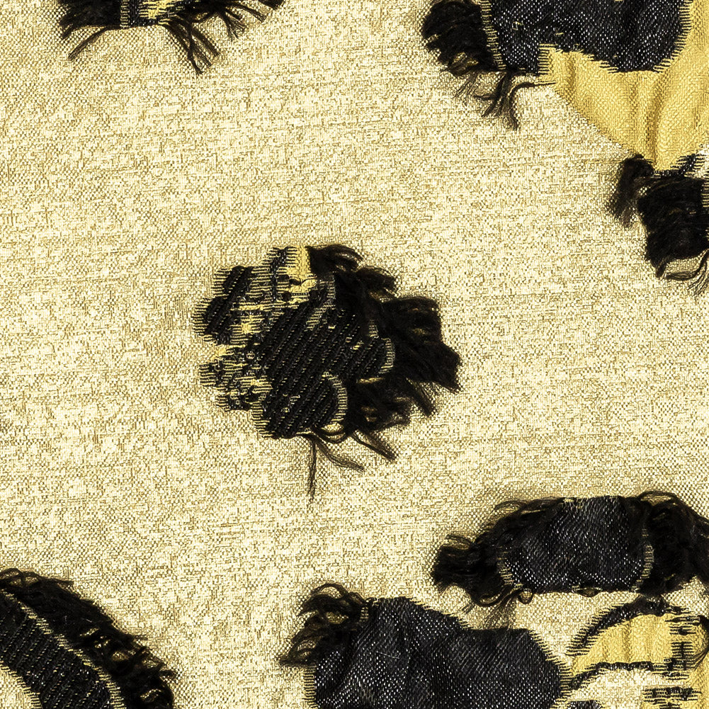 Gamboge and Black Floral Luxury Brocade - Detail