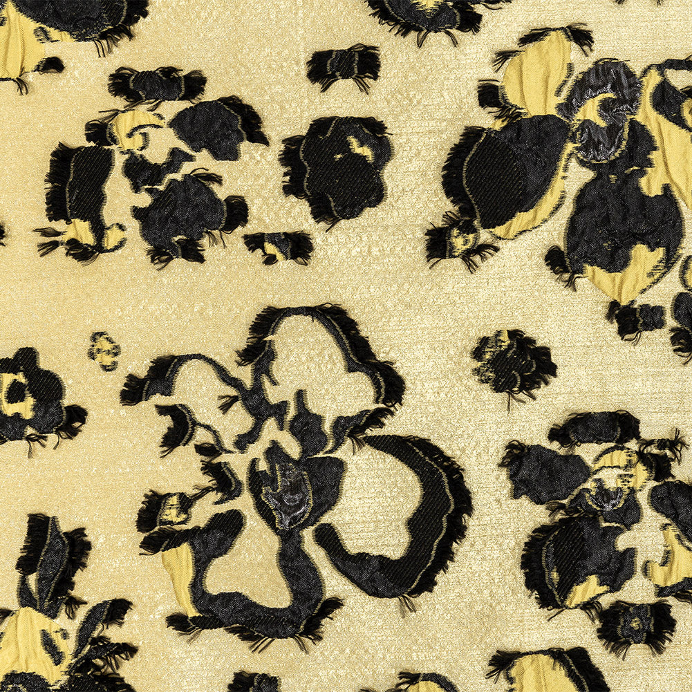 Gamboge and Black Floral Luxury Brocade
