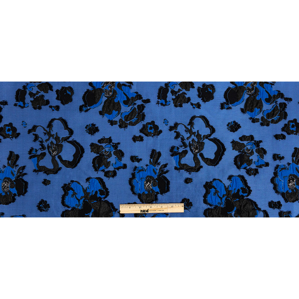 Cobalt and Black Floral Luxury Brocade - Full