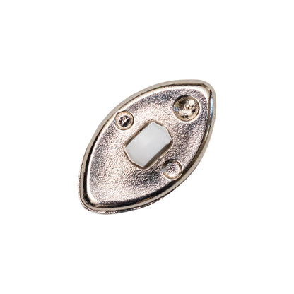 Italian White and Silver 2-Piece Plastic Teardrop Shank Back Button - 32L/20mm Detail