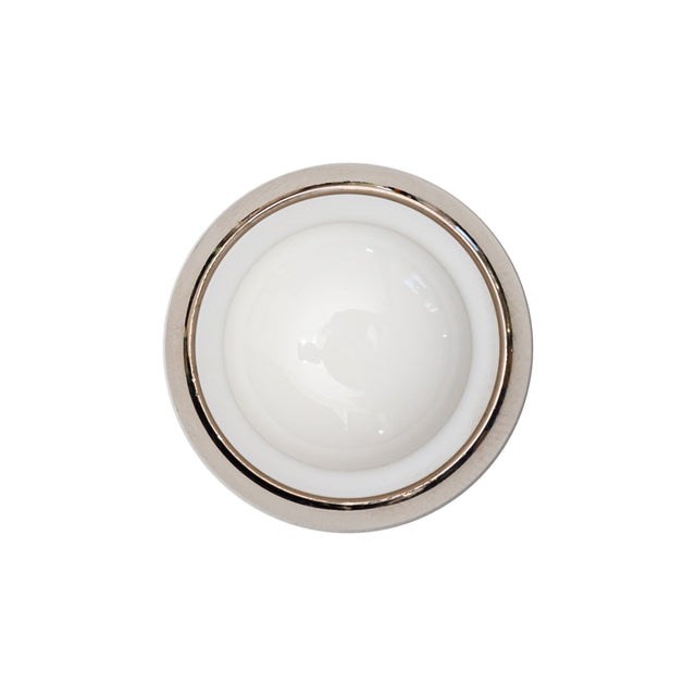 Italian White and Silver Round 2-Piece Shank Back Button - 36L/23mm