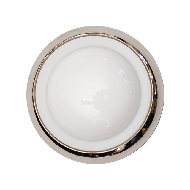 Italian White and Silver Round 2-Piece Shank Back Button - 44L/28mm