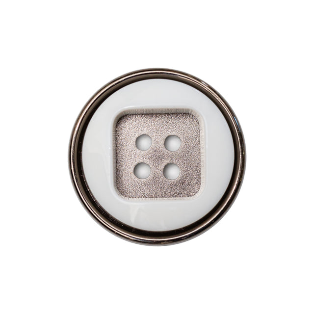 Italian White and Gunmetal 4-Hole 2-Piece Button - 38L/24mm