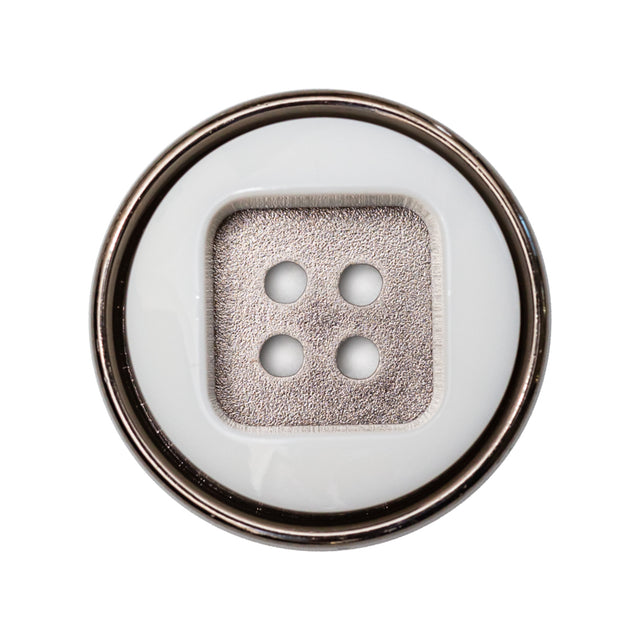 Italian White and Gunmetal 4-Hole 2-Piece Button - 44L/28mm