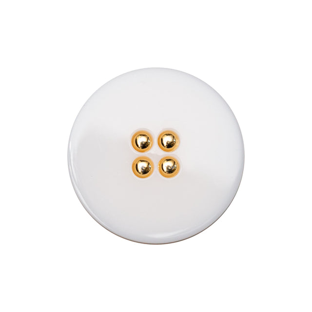 Italian White and Gold 2-Piece Plastic Button - 38L/24mm