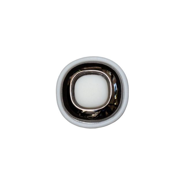 Italian White and Gunmetal 2-Piece Plastic Button - 24L/15mm
