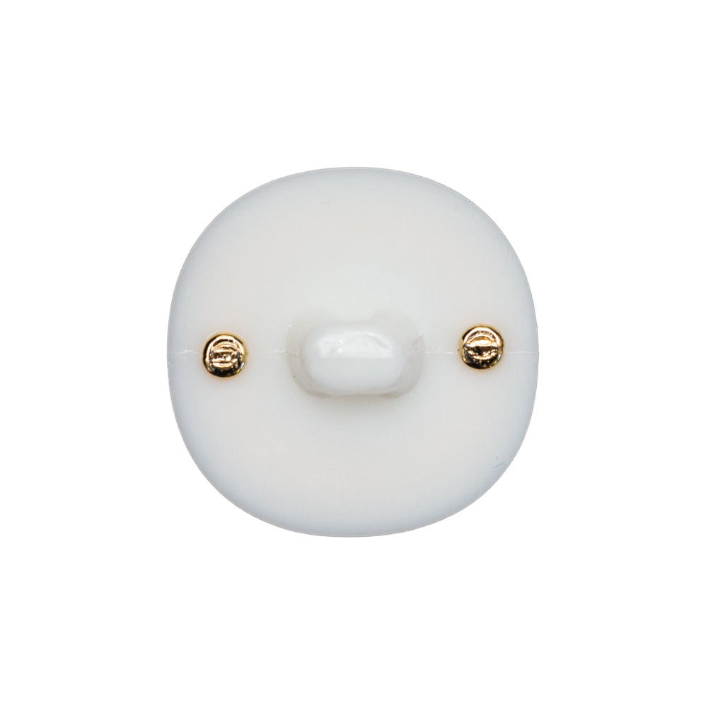 Italian White and Gold 2-Piece Plastic Button - 34L/21.5mm Detail