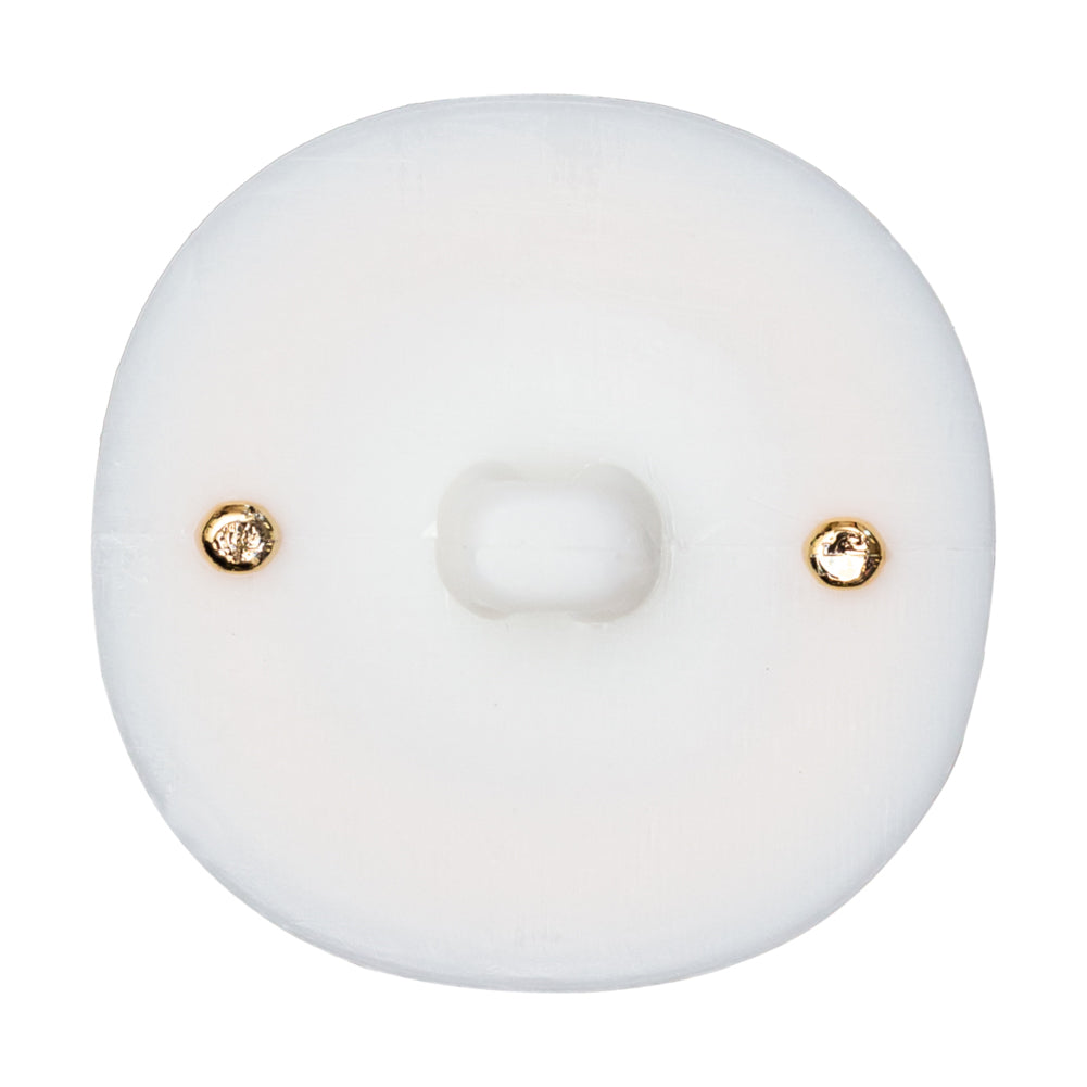Italian White and Gold 2-Piece Plastic Button - 50L/32mm Detail