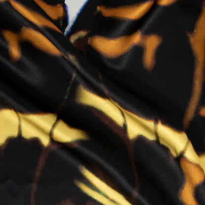 Mood Exclusive Italian White, Yellow and Royal Large-Scale Butterfly Digitally Printed Silk Charmeuse Detail
