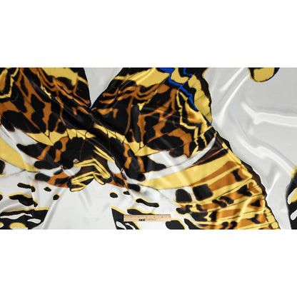 Mood Exclusive Italian White, Yellow and Royal Large-Scale Butterfly Digitally Printed Silk Charmeuse Full