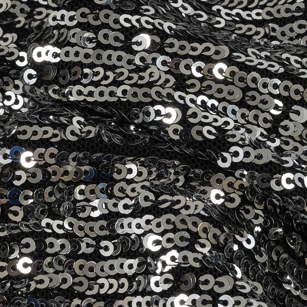 Flavio Black and Silver Stretch Sequins - Detail