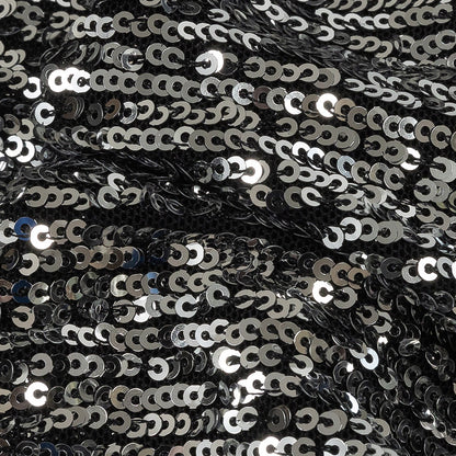 Flavio Black and Silver Stretch Sequins