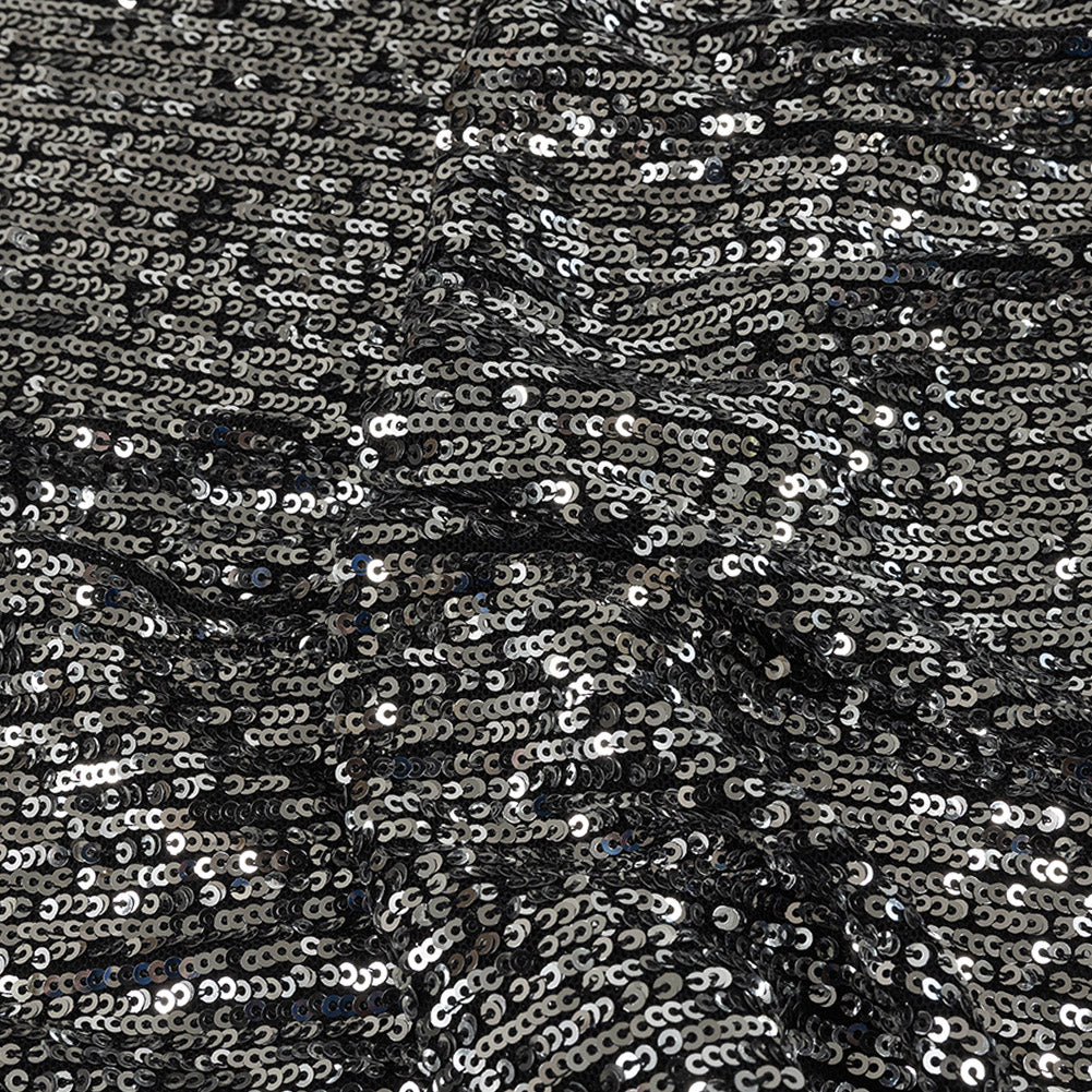 Flavio Black and Silver Stretch Sequins