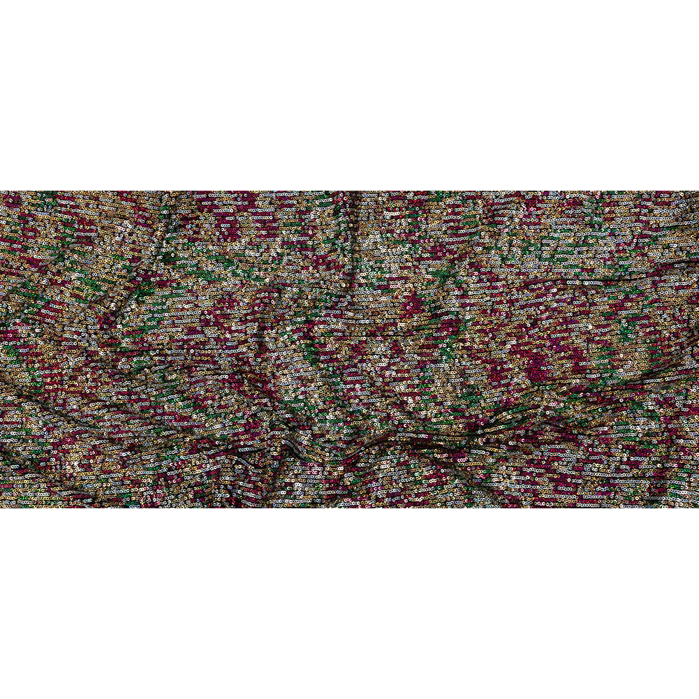 Mesh with Sequins - Metallic Rainbow on Black - Flavio Collection - Full