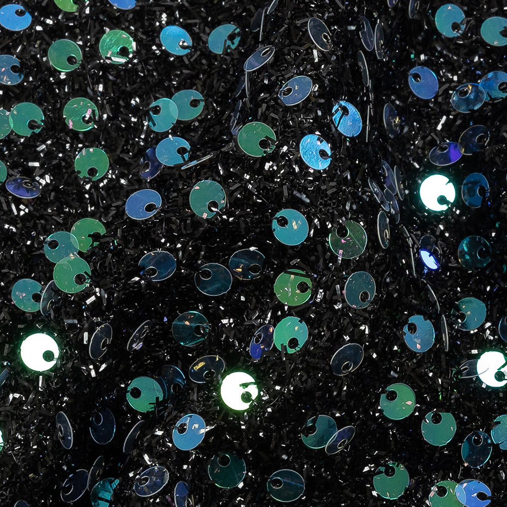 Rossi Navy and Green Two-Tone Circle Paillette Sequins - Detail
