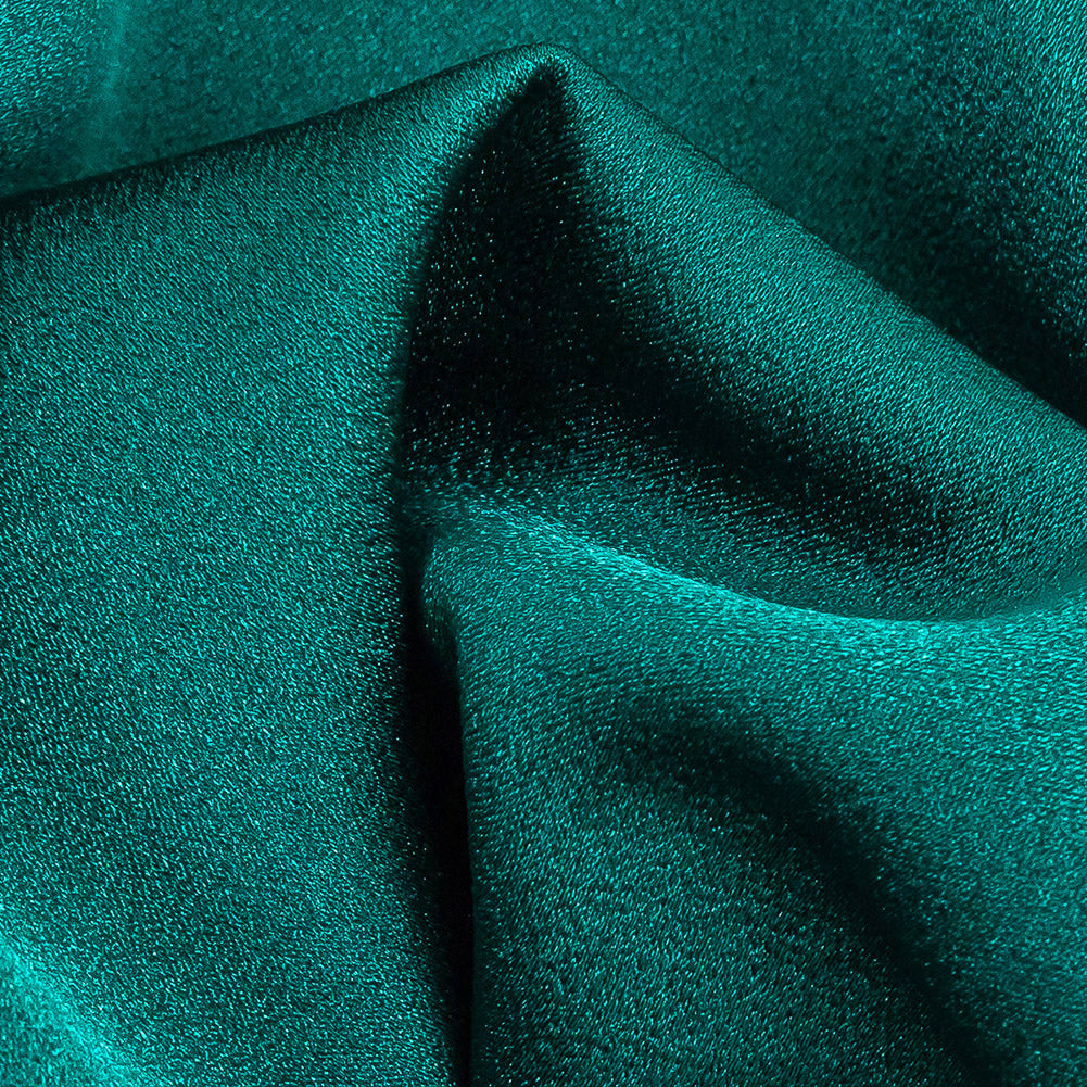 Lux Polyester Crepe Back Satin - Emerald - Isla Collection - Detail