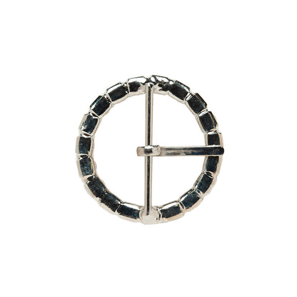 Swarovski Crystal and Silver Circular Rhinestone Buckle - 2" Folded