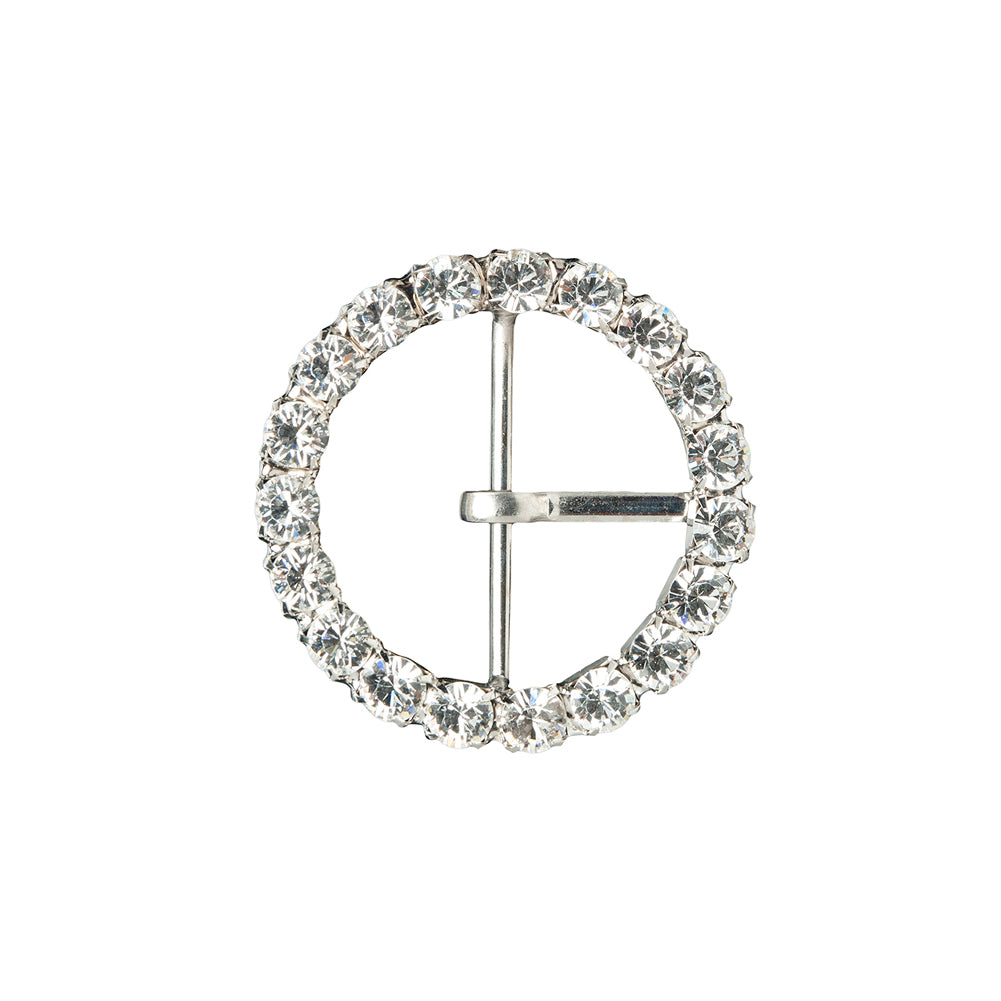 Swarovski Crystal and Silver Circular Rhinestone Buckle - 2"