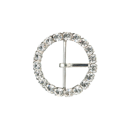 Swarovski Crystal and Silver Circular Rhinestone Buckle - 2"