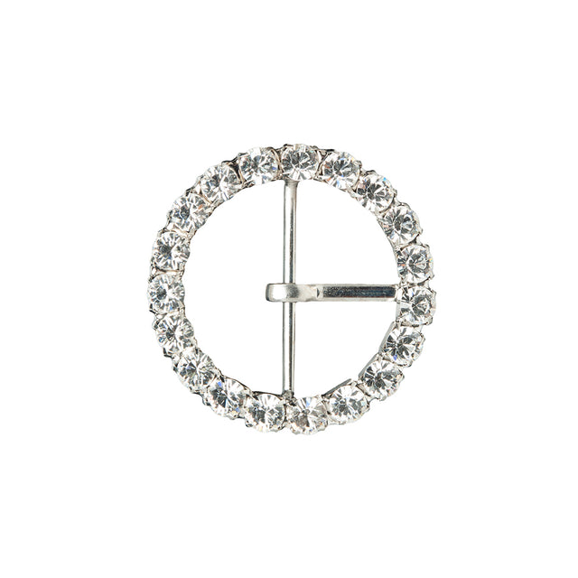 Swarovski Crystal and Silver Circular Rhinestone Buckle - 2"