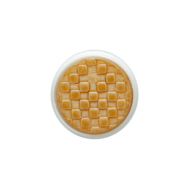 Toffee Basketweave set in a White Circular 2-Piece Shank Back Button - 30L/19mm