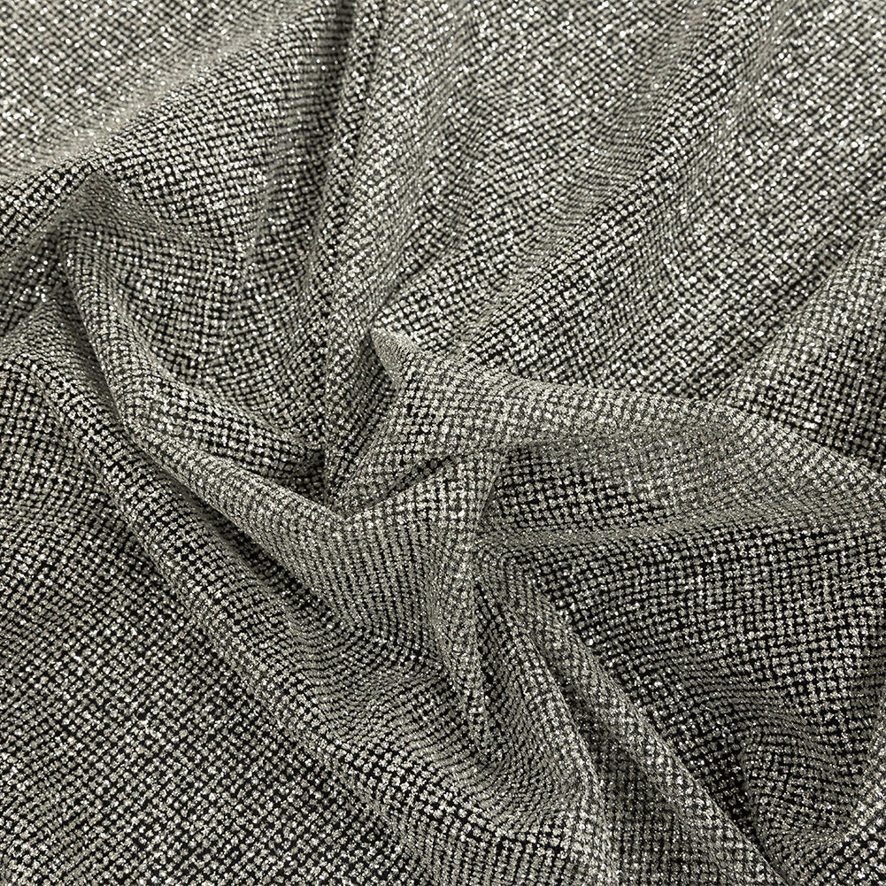 Tulle with Metallic Platinum Glitter - Black - Platina Collection