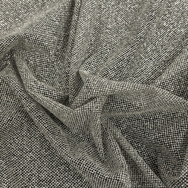 Tulle with Metallic Platinum Glitter - Black - Platina Collection