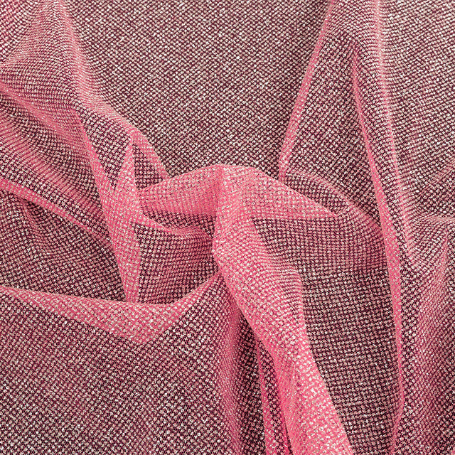 Tulle with Metallic Platinum Glitter - Neon Fuchsia - Platina Collection