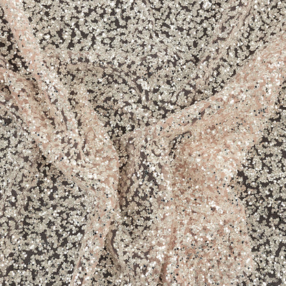Tulle with Glitter Clusters - Salmon with Platinum - Eminence Collection