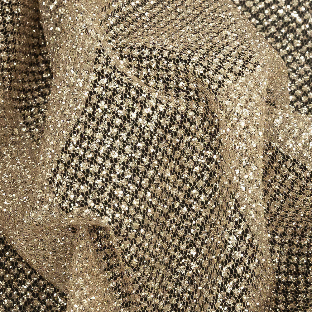 Ombre Tulle with Metallic Platinum Glitter - Gold and White - Starlet Collection - Detail