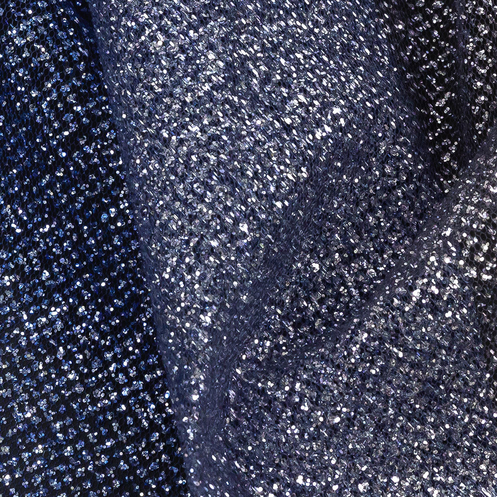 Ombre Tulle with Metallic Platinum Glitter - Royal Blue and Gold - Starlet Collection - Detail