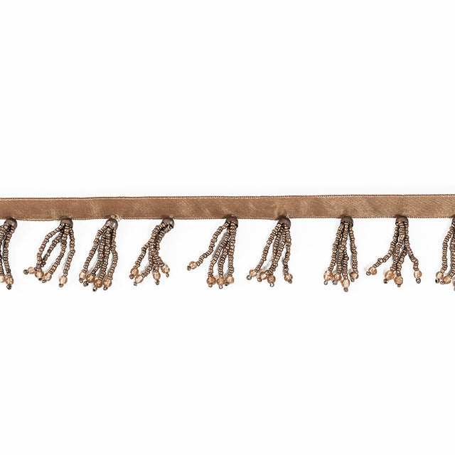 Brown Beaded Fringe with a Satin Lip - 1.875"