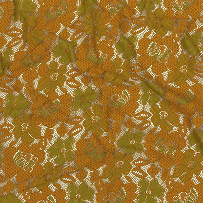 Re-Embroidered Lace - Mustard and Lime Two-Tone Floral