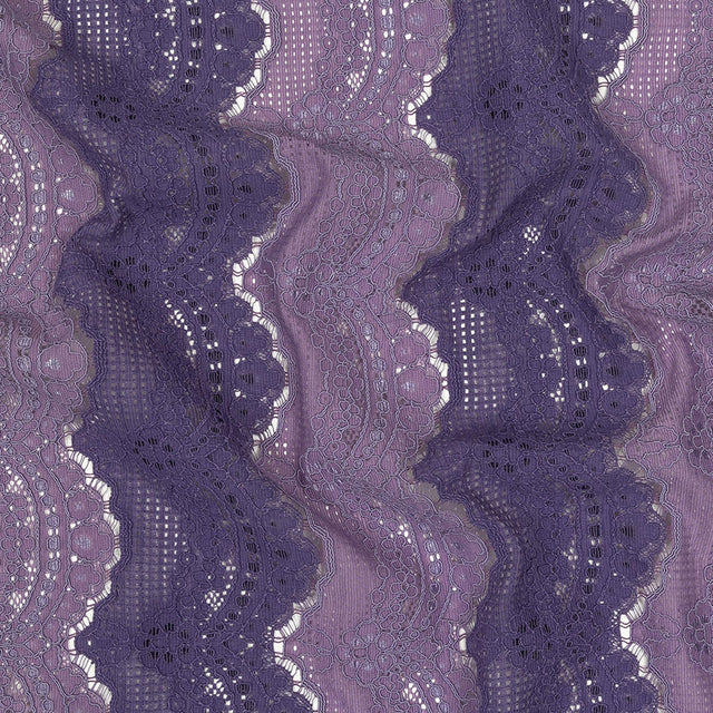 Corded Lace - Lilac and Dusty Purple Two-Tone All-Over Scallops