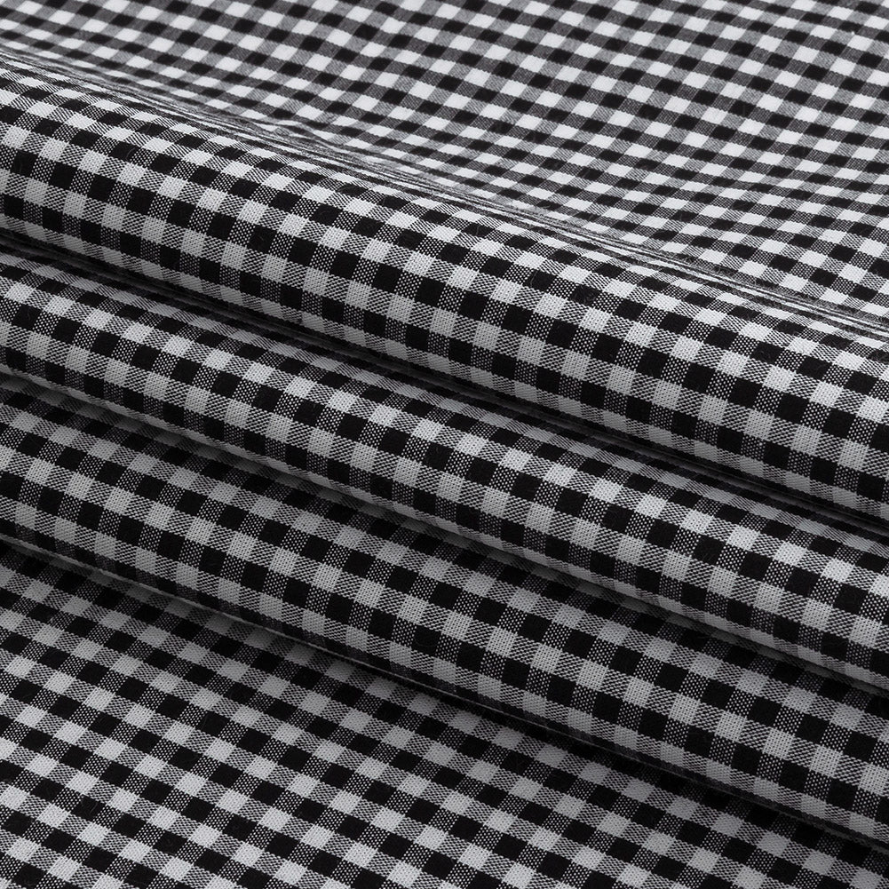 Organic Cotton Gingham 0.125" - Black - Campinas Collection - Folded