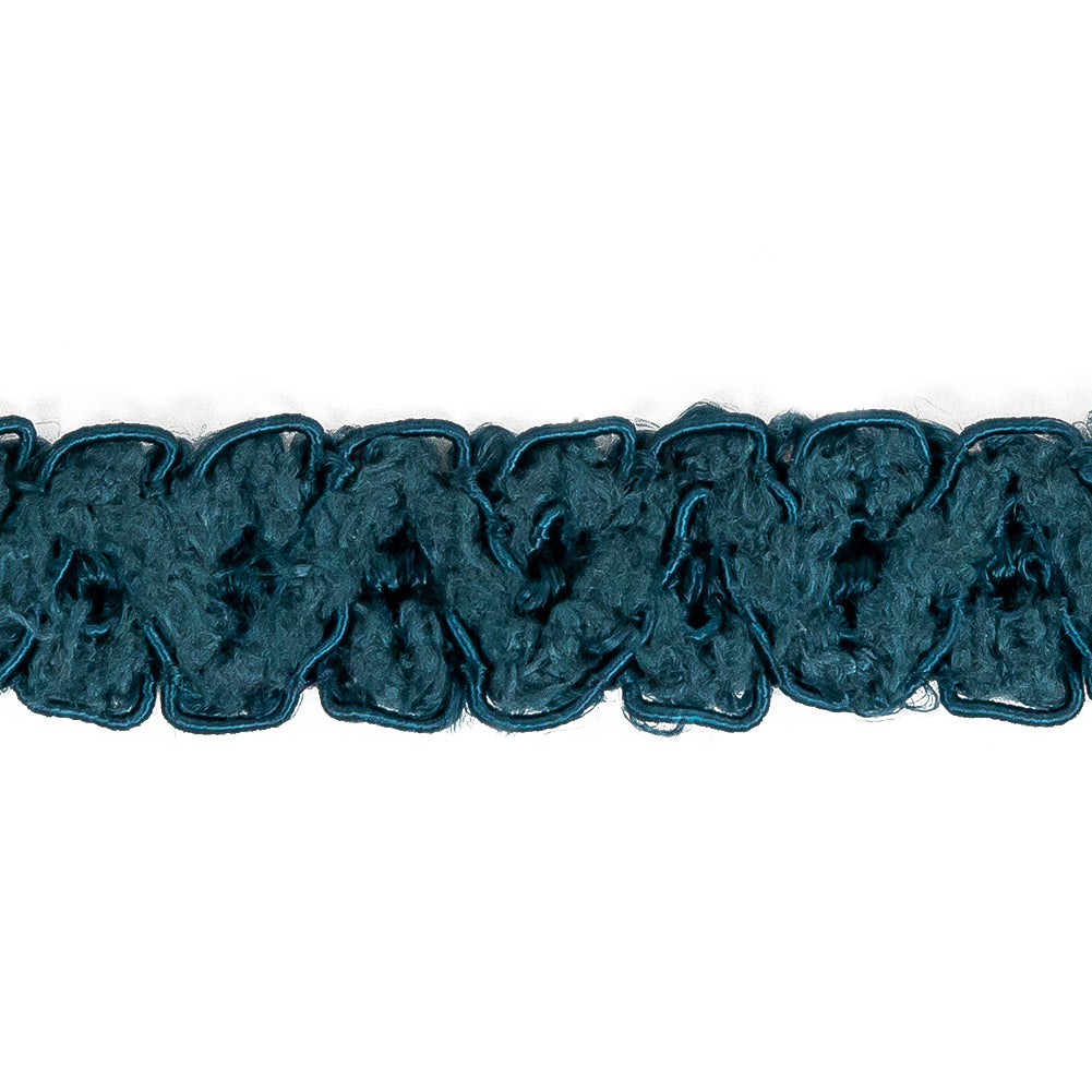 Deep Turquoise Boucle Gimp Braided Trim - 0.625" Detail