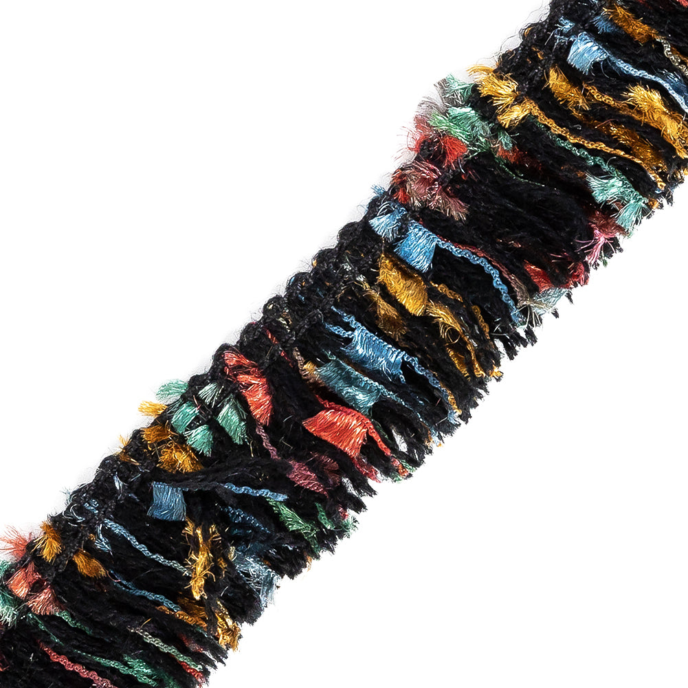Rainbow and Black Chenille Trim - 1" Detail