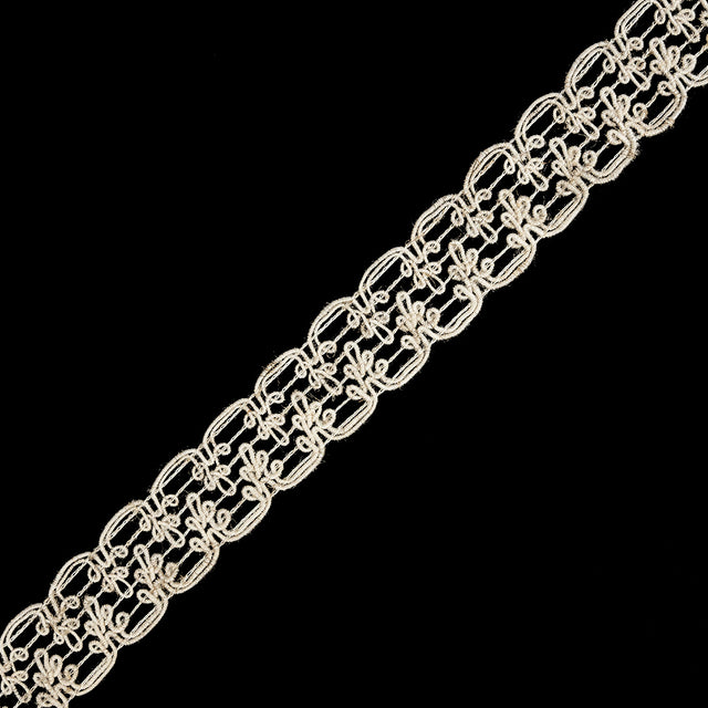Natural Rhythmic Swirls Crochet Lace Trimming - 1.25"