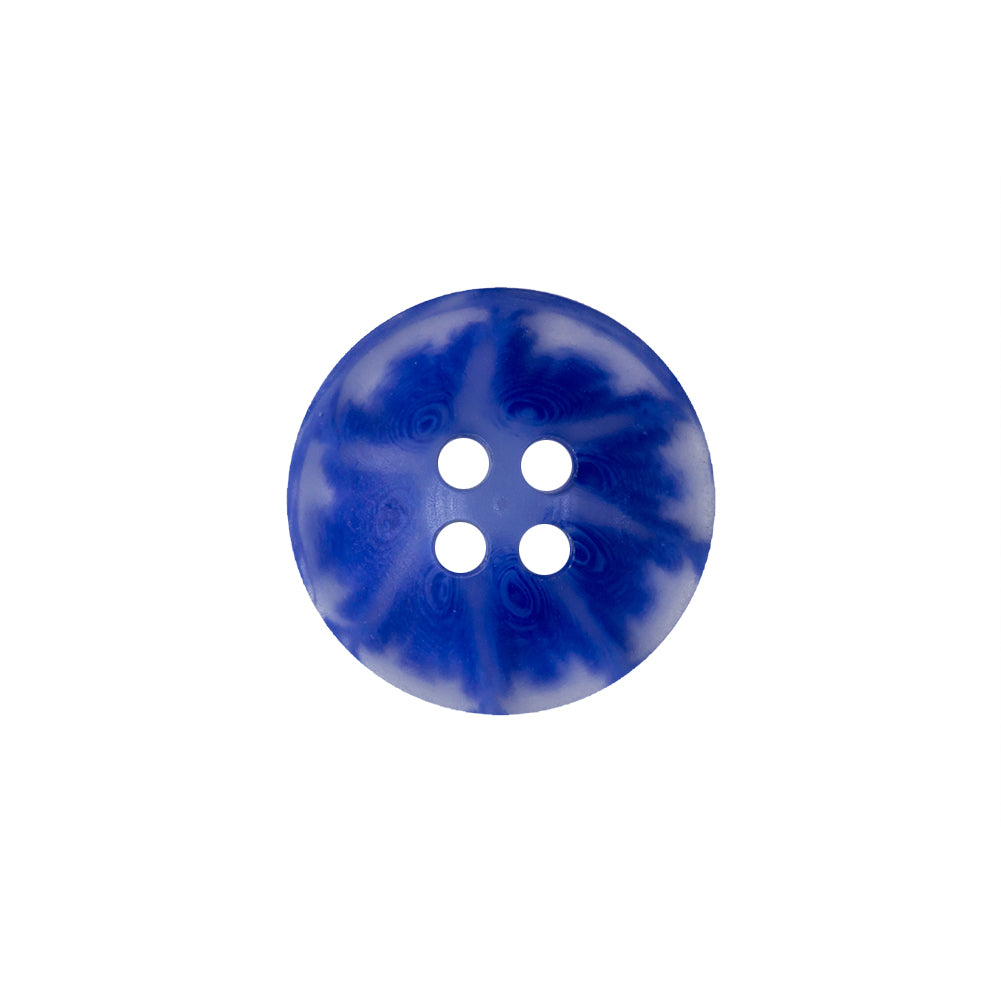 Transparent and Blue Swirls 4-Hole Saucer Button - 28L/18mm Detail