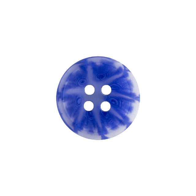 Transparent and Blue Swirls 4-Hole Saucer Button - 28L/18mm