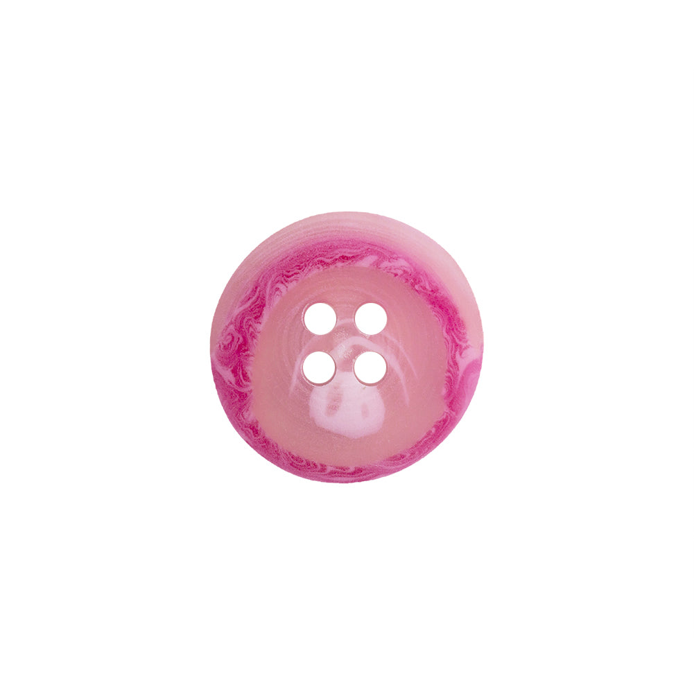 Transparent and Hot Pink Swirl 4-Hole Low Convex Button - 24L/15mm Detail