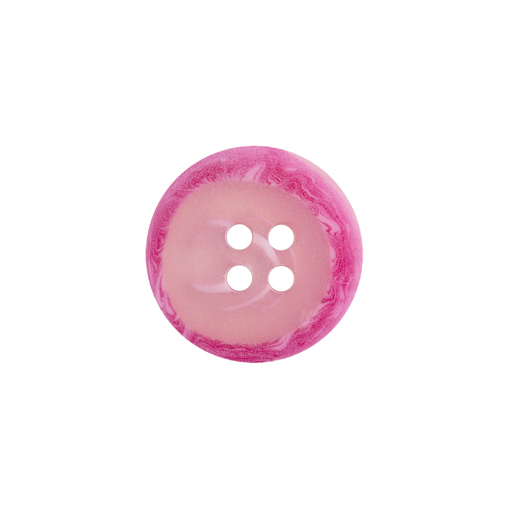 Transparent and Hot Pink Swirl 4-Hole Low Convex Button - 28L/18mm Detail
