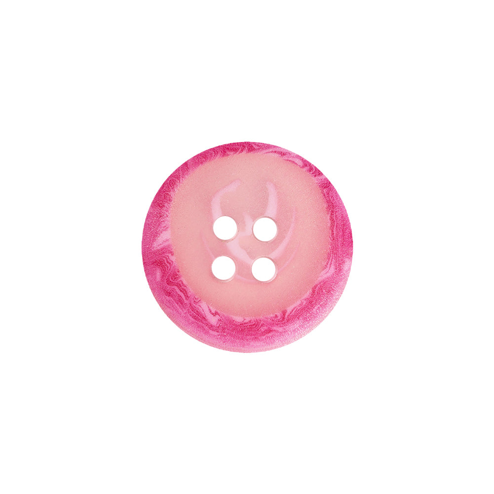 Transparent and Hot Pink Swirl 4-Hole Low Convex Button - 28L/18mm