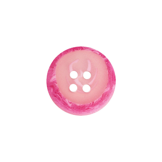 Transparent and Hot Pink Swirl 4-Hole Low Convex Button - 28L/18mm