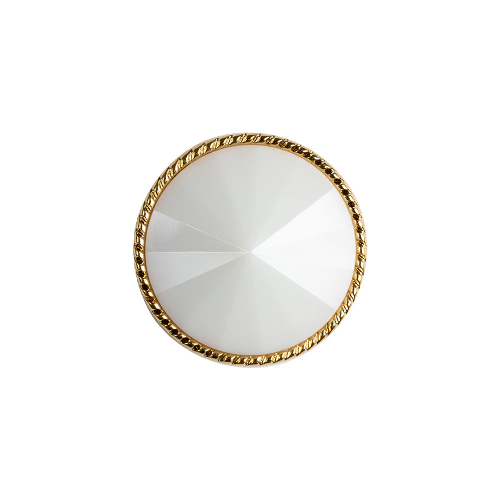 White and Gold 2-Piece Cone-Shaped Shank Back Button - 32L/20mm