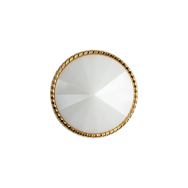 White and Gold 2-Piece Cone-Shaped Shank Back Button - 32L/20mm